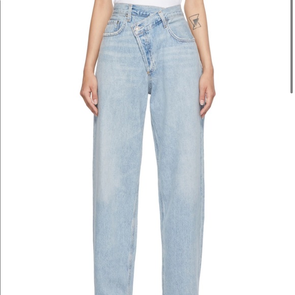 ❌sold AGOLDE Blue Criss Cross Upsized Jeans - Picture 1 of 5